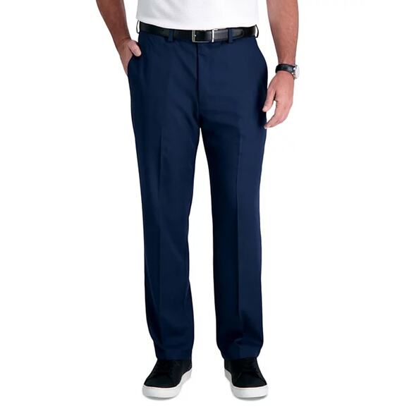 Haggar Men's Dress Pants Classic Flat Front Navy Stretch Cool 18 PRO Size 44x34 - Picture 1 of 6
